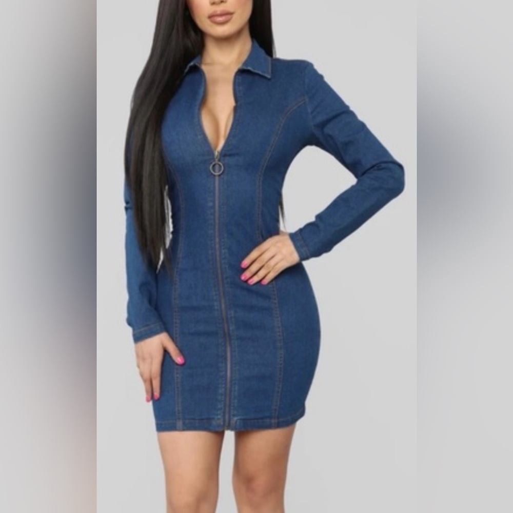 Denim Zip-Up Dress
